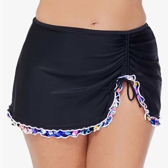 Island Escape Mariposa Ruffled Ruched Swimsuit Skirt size 10 NWT - Picture 1 of 10